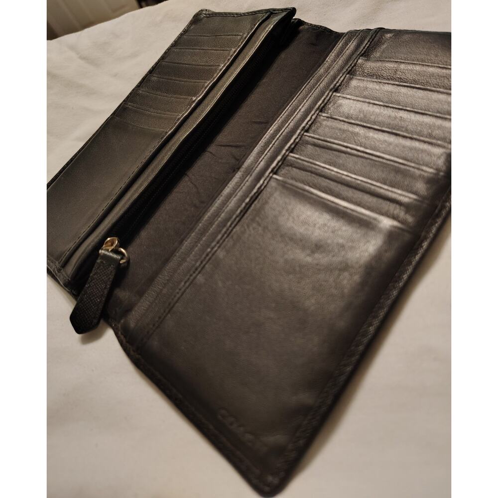 Vintage Coach Wallet Slim Bifold Black Cross-grain Leather Classic Men's Women's - Picture 15 of 15